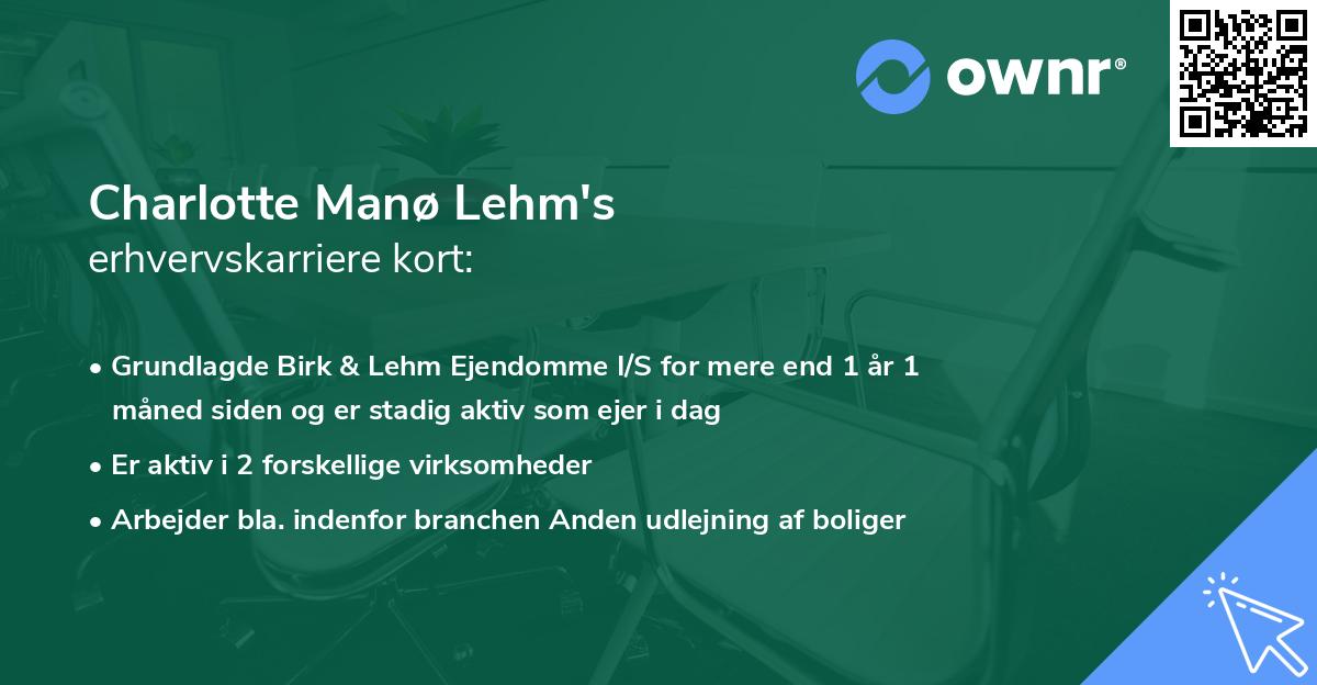 Charlotte Manø Lehm's erhvervskarriere kort