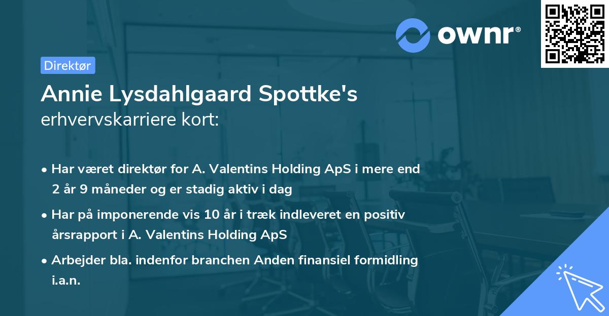 Annie Lysdahlgaard Spottke's erhvervskarriere kort