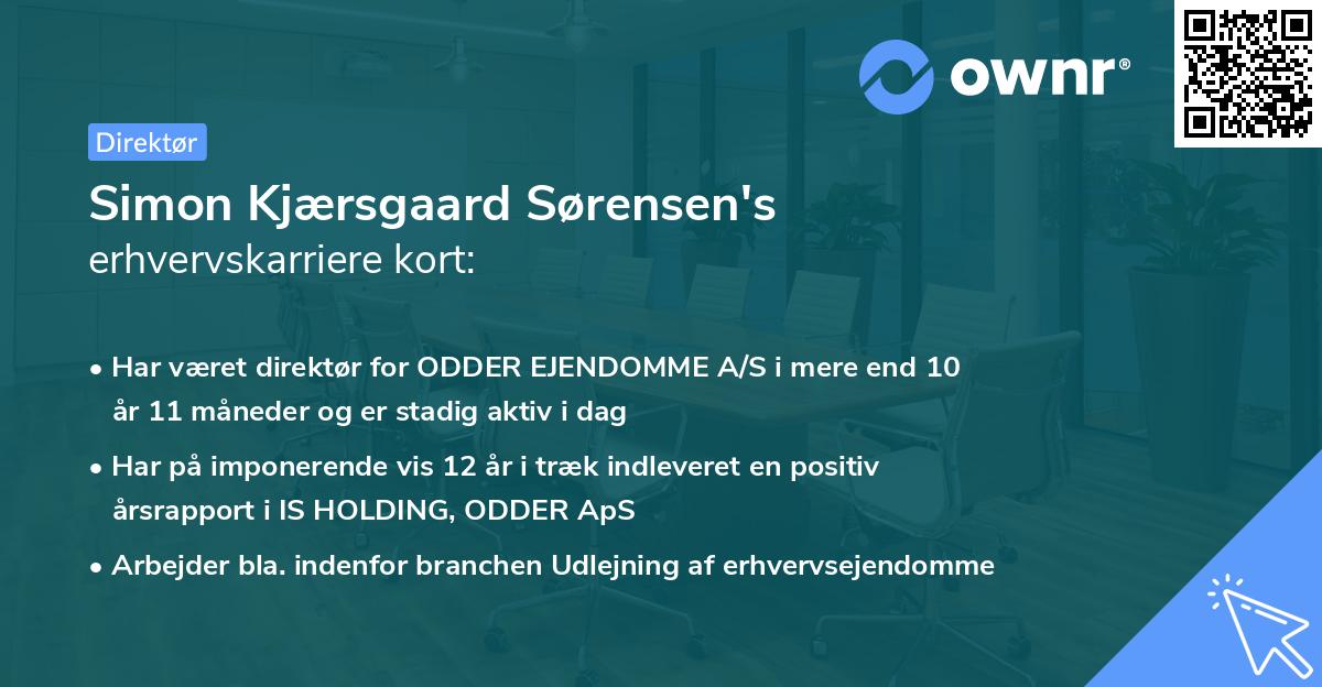 Simon Kjærsgaard Sørensen's erhvervskarriere kort