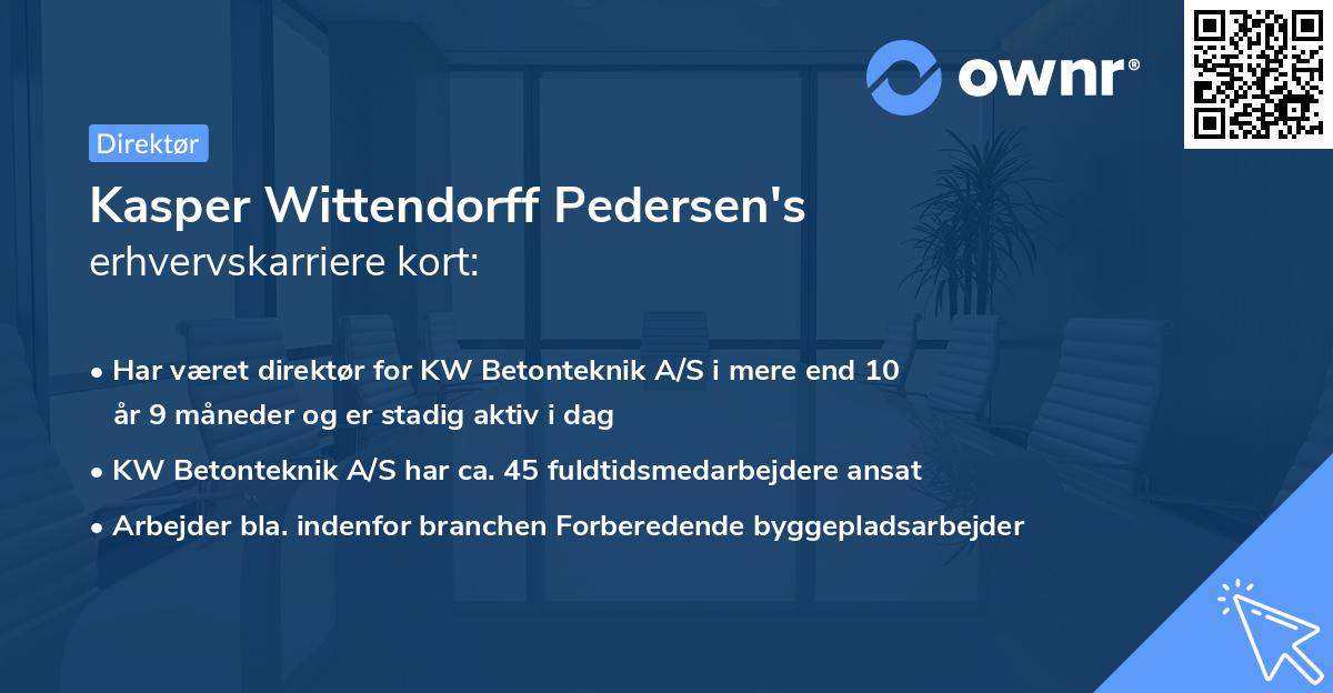 Kasper Wittendorff Pedersen's erhvervskarriere kort