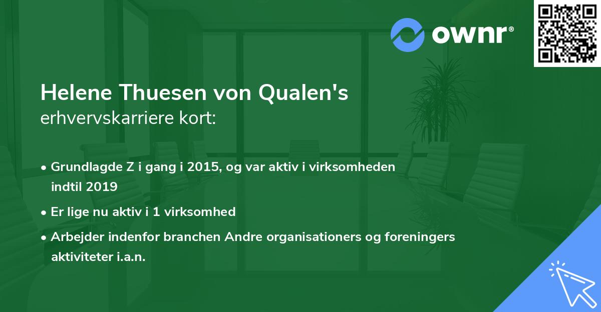 Helene Thuesen von Qualen's erhvervskarriere kort