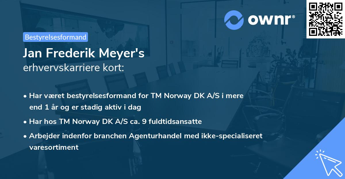 Jan Frederik Meyer's erhvervskarriere kort