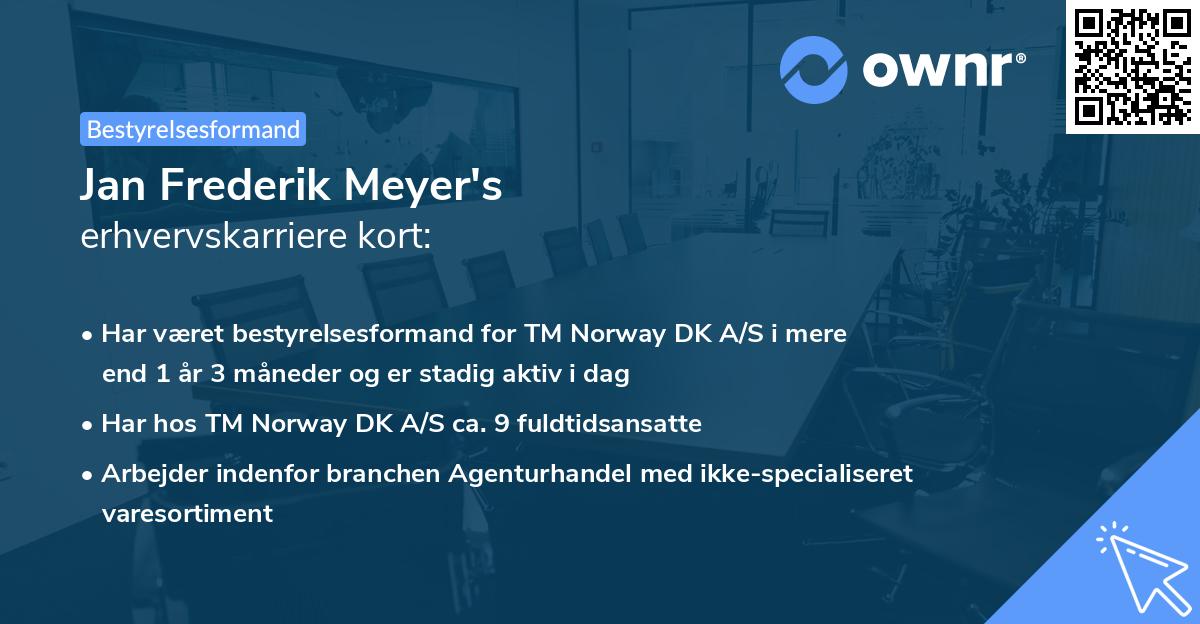 Jan Frederik Meyer's erhvervskarriere kort