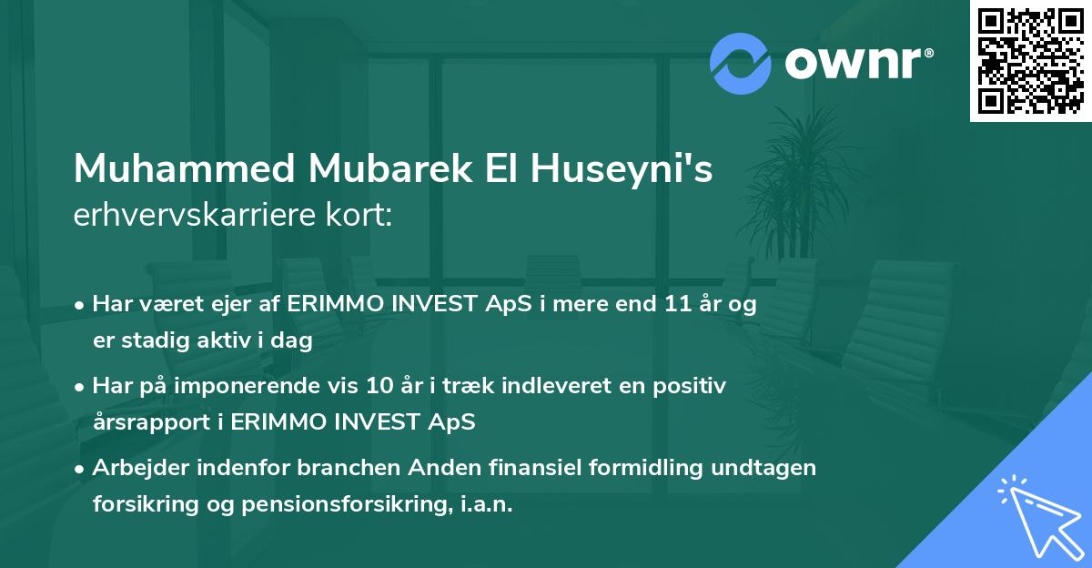 Muhammed Mubarek El Huseyni's erhvervskarriere kort