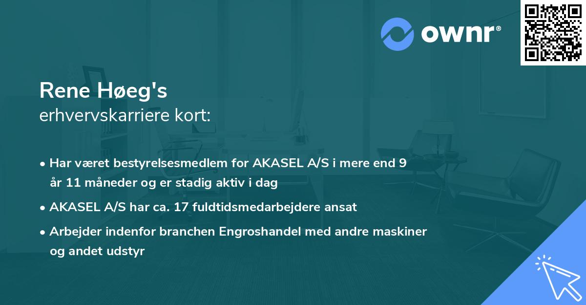 Rene Høeg's erhvervskarriere kort