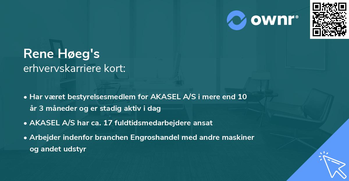 Rene Høeg's erhvervskarriere kort