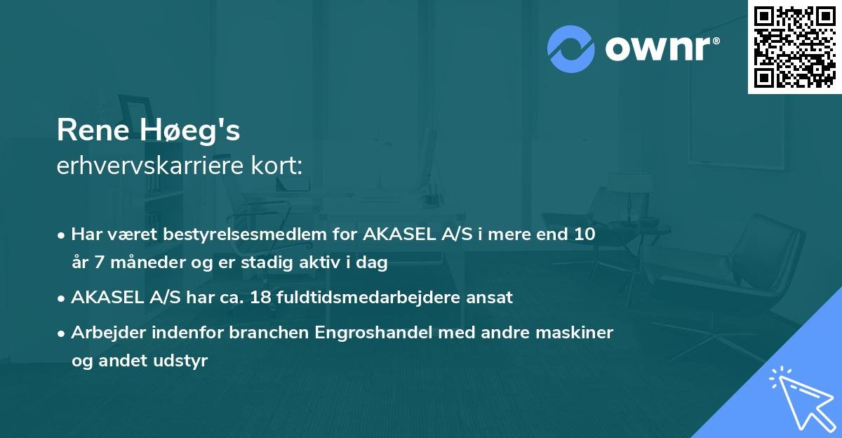 Rene Høeg's erhvervskarriere kort