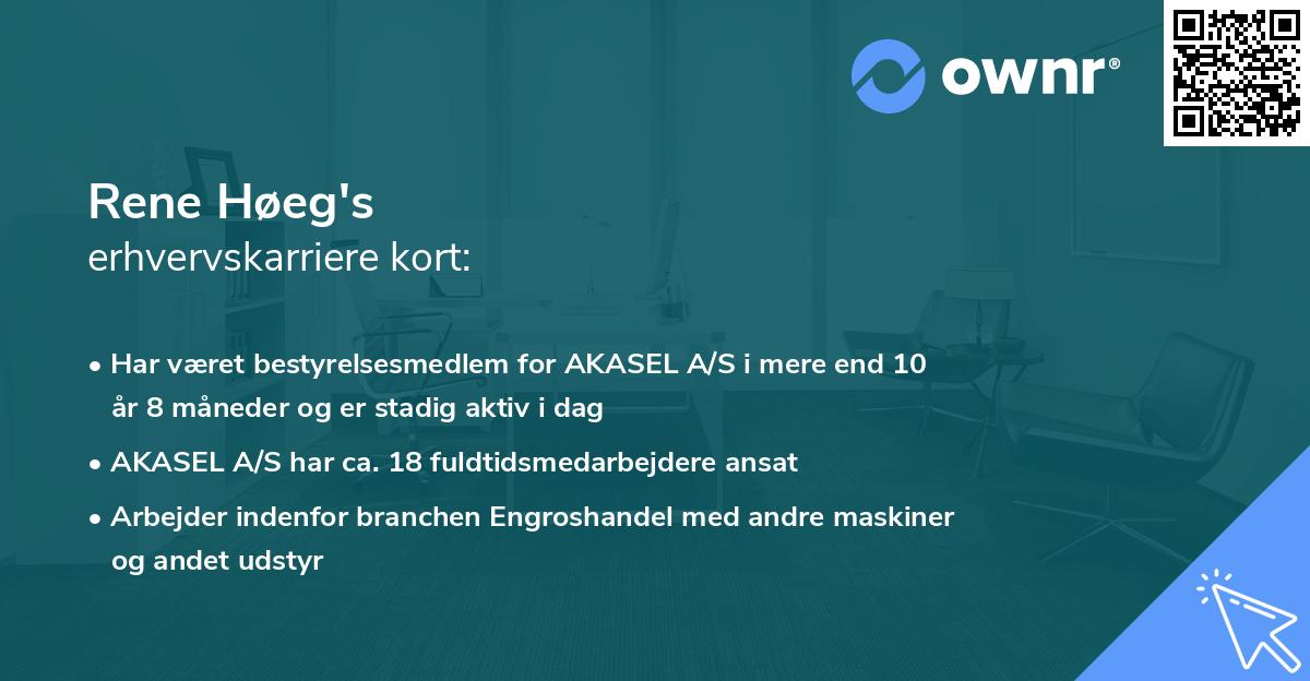 Rene Høeg's erhvervskarriere kort