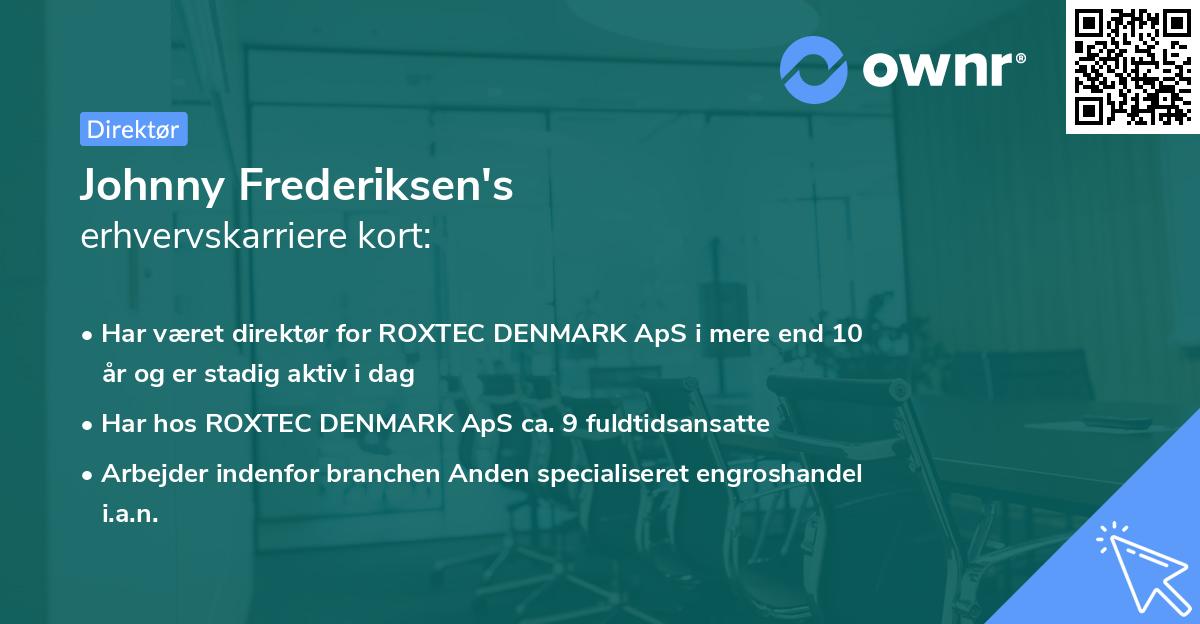 Johnny Frederiksen's erhvervskarriere kort