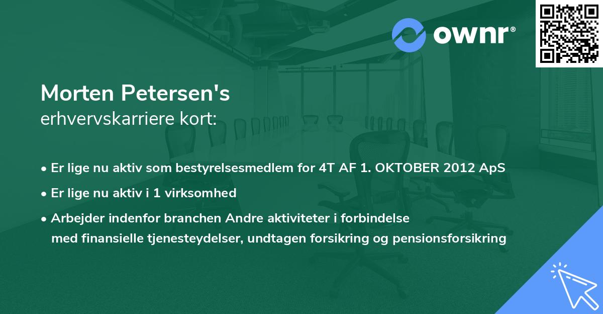 Morten Petersen's erhvervskarriere kort