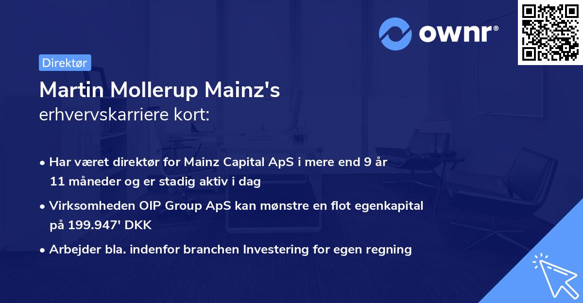 Martin Mollerup Mainz's erhvervskarriere kort