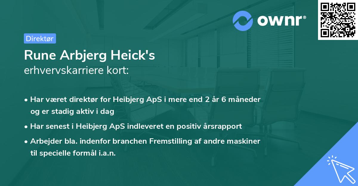 Rune Arbjerg Heick's erhvervskarriere kort