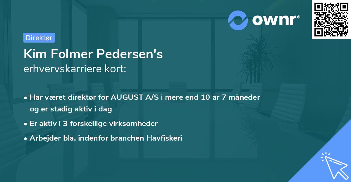 Kim Folmer Pedersen's erhvervskarriere kort
