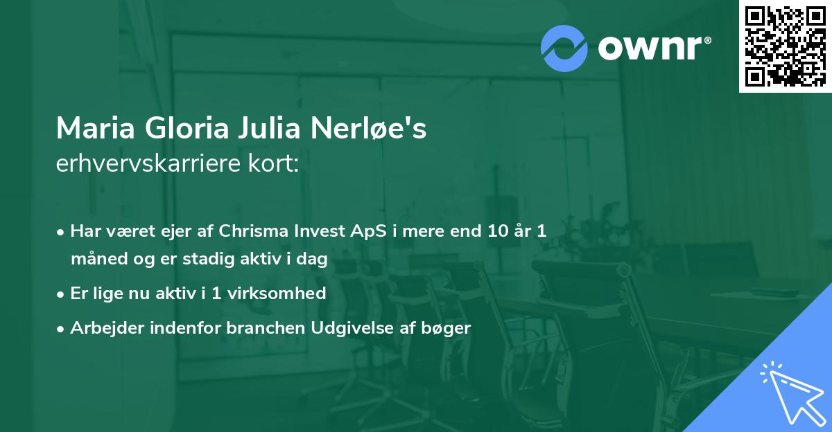 Maria Gloria Julia Nerløe's erhvervskarriere kort