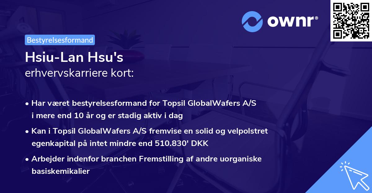 Hsiu-Lan Hsu's erhvervskarriere kort