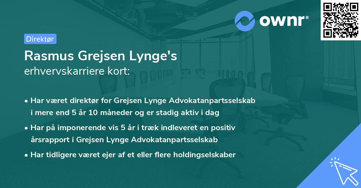 Rasmus Grejsen Lynge's erhvervskarriere kort