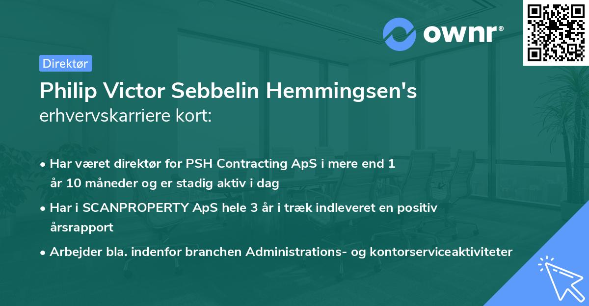 Philip Victor Sebbelin Hemmingsen's erhvervskarriere kort