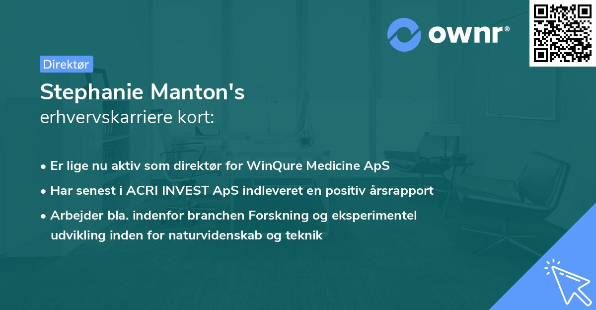 Stephanie Manton's erhvervskarriere kort