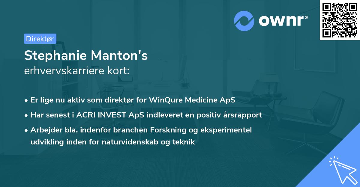 Stephanie Manton's erhvervskarriere kort