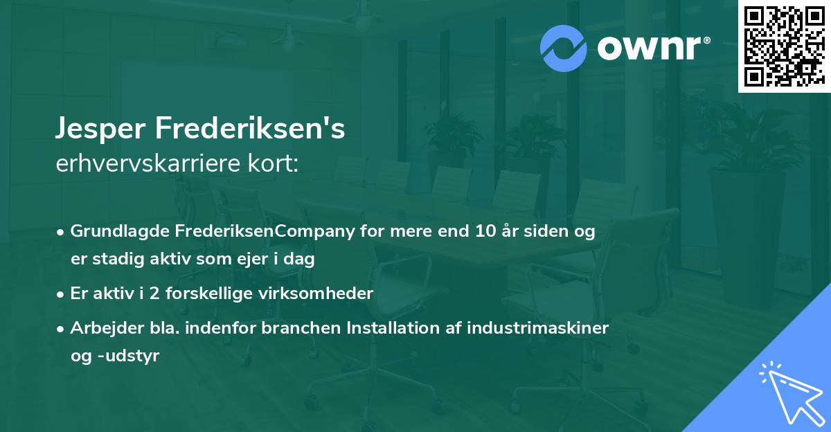 Jesper Frederiksen's erhvervskarriere kort