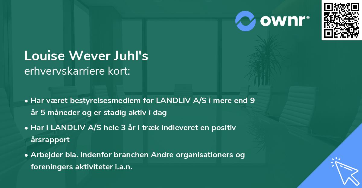 Louise Wever Juhl's erhvervskarriere kort