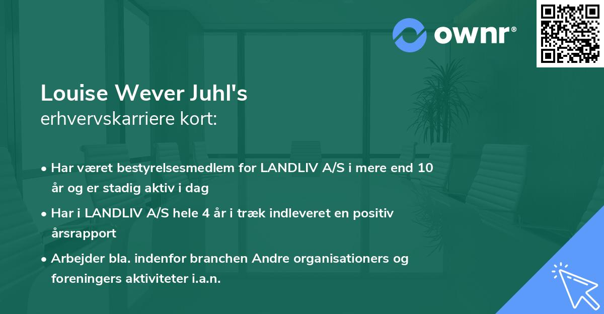 Louise Wever Juhl's erhvervskarriere kort