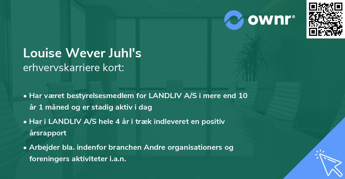 Louise Wever Juhl's erhvervskarriere kort