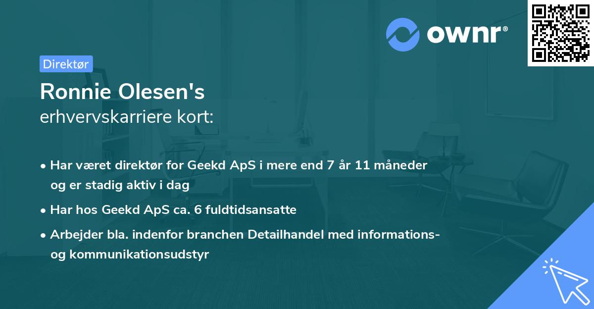 Ronnie Olesen's erhvervskarriere kort