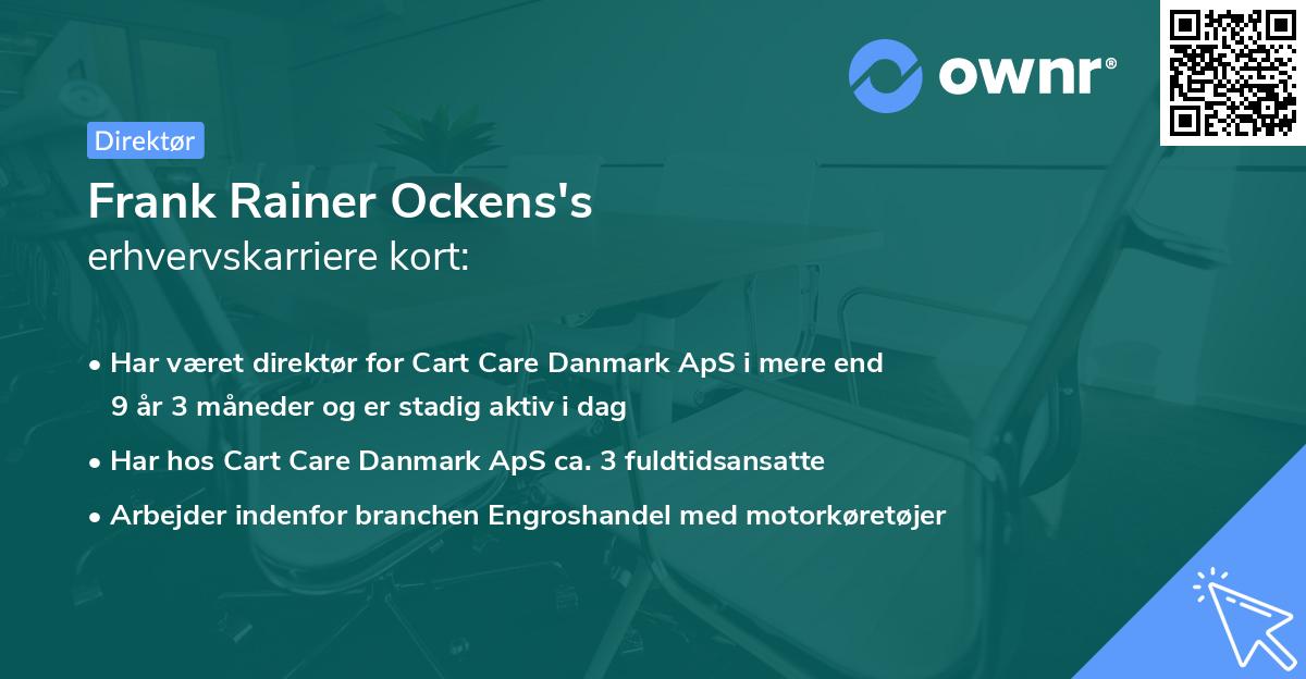 Frank Rainer Ockens's erhvervskarriere kort