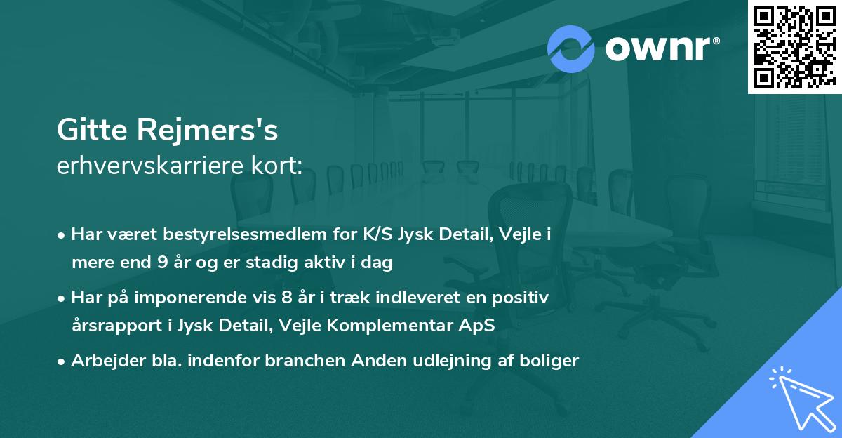 Gitte Rejmers's erhvervskarriere kort