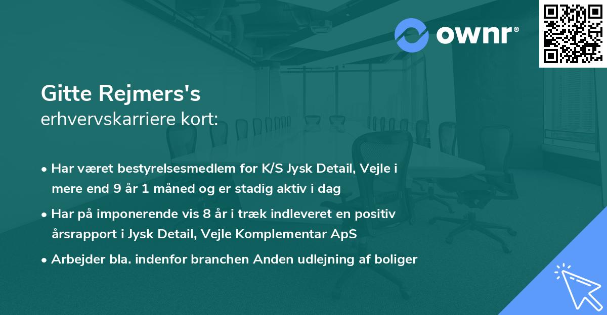 Gitte Rejmers's erhvervskarriere kort