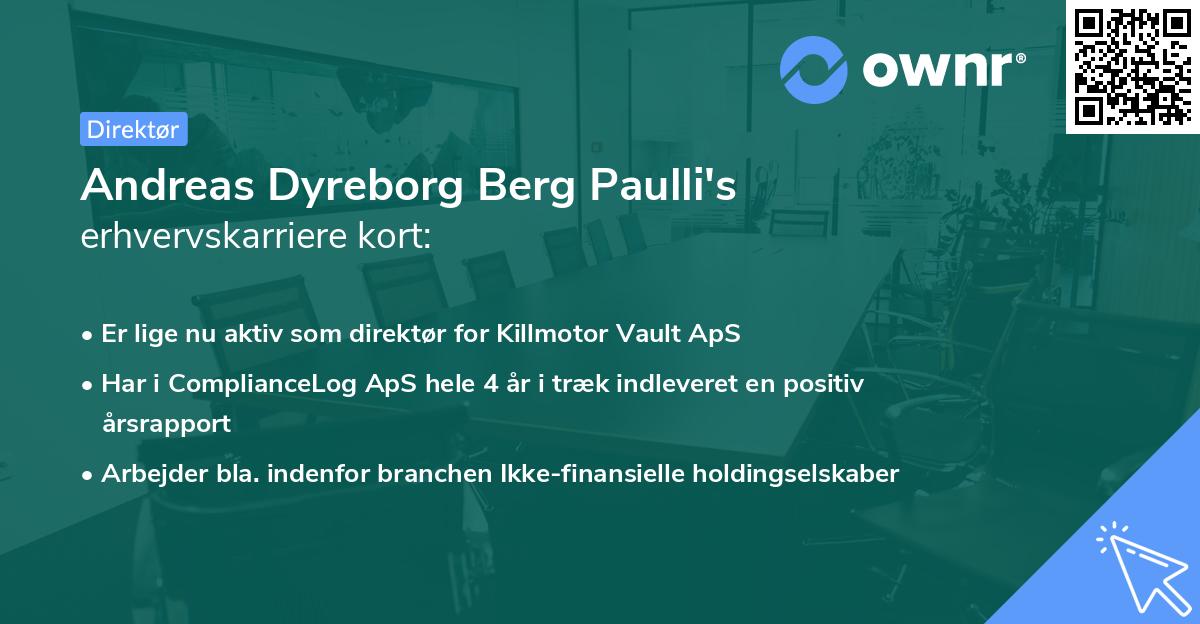 Andreas Dyreborg Berg Paulli's erhvervskarriere kort