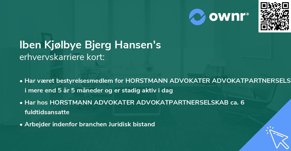 Iben Kjølbye Bjerg Hansen's erhvervskarriere kort
