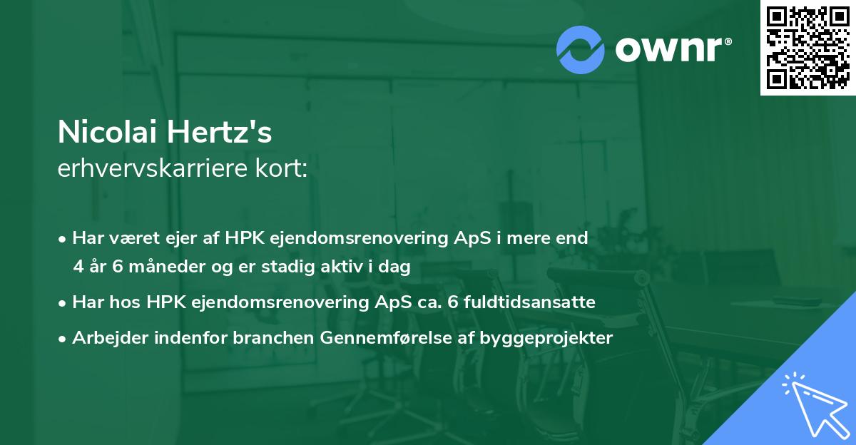 Nicolai Hertz's erhvervskarriere kort