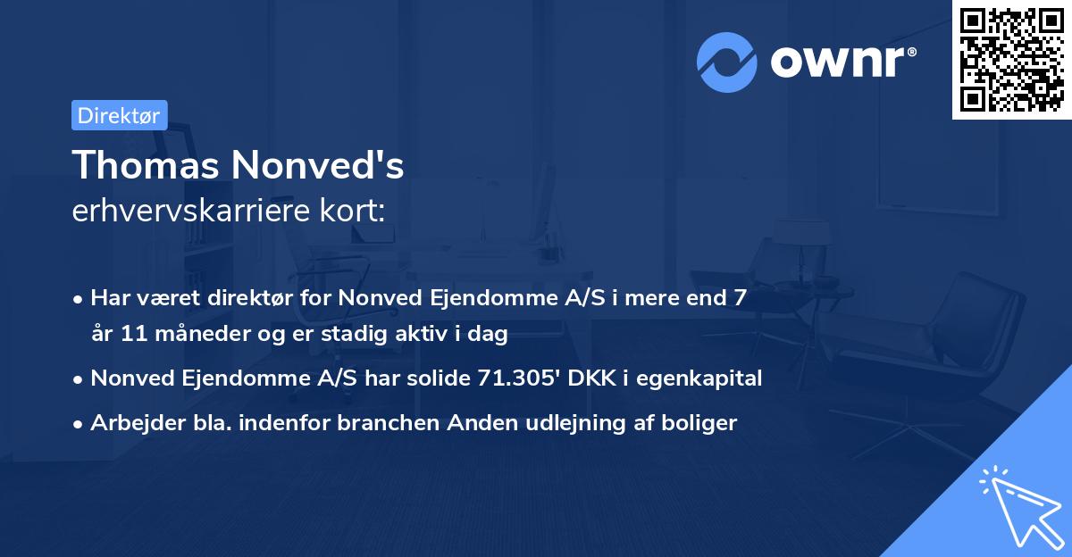 Thomas Nonved's erhvervskarriere kort