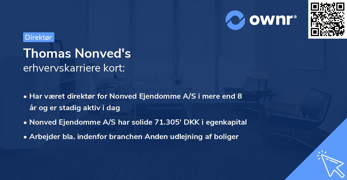 Thomas Nonved's erhvervskarriere kort