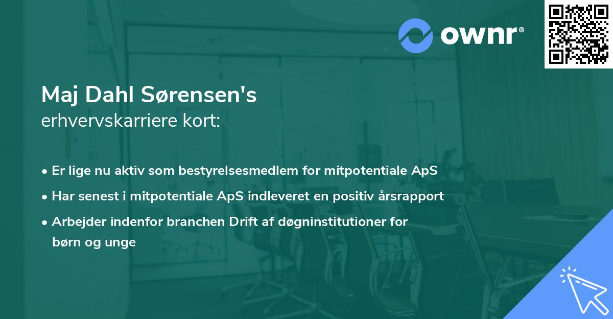 Maj Dahl Sørensen's erhvervskarriere kort