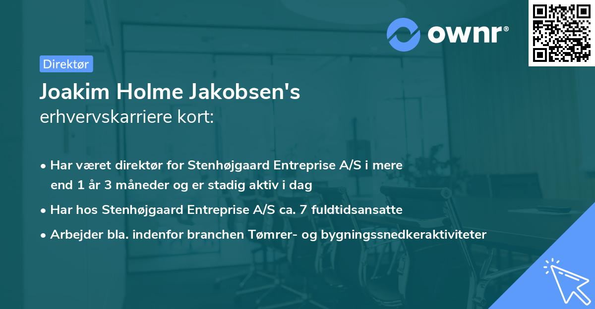 Joakim Holme Jakobsen's erhvervskarriere kort