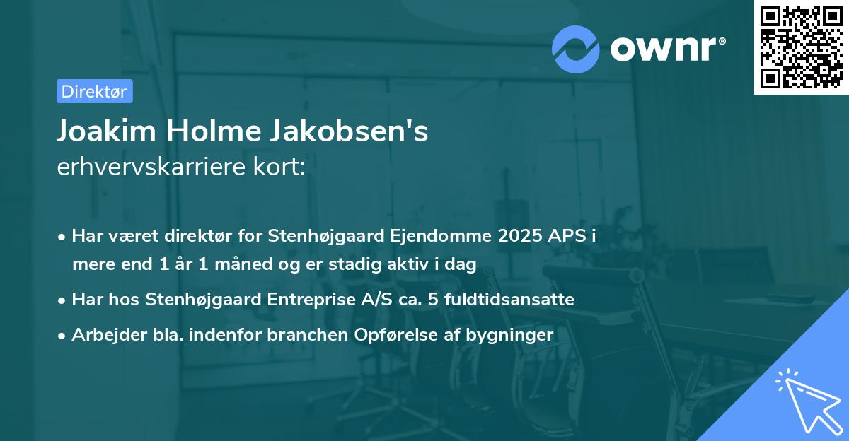 Joakim Holme Jakobsen's erhvervskarriere kort