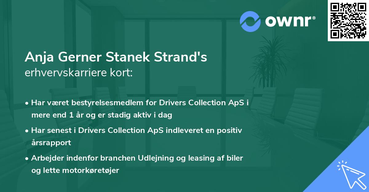Anja Gerner Stanek Strand's erhvervskarriere kort