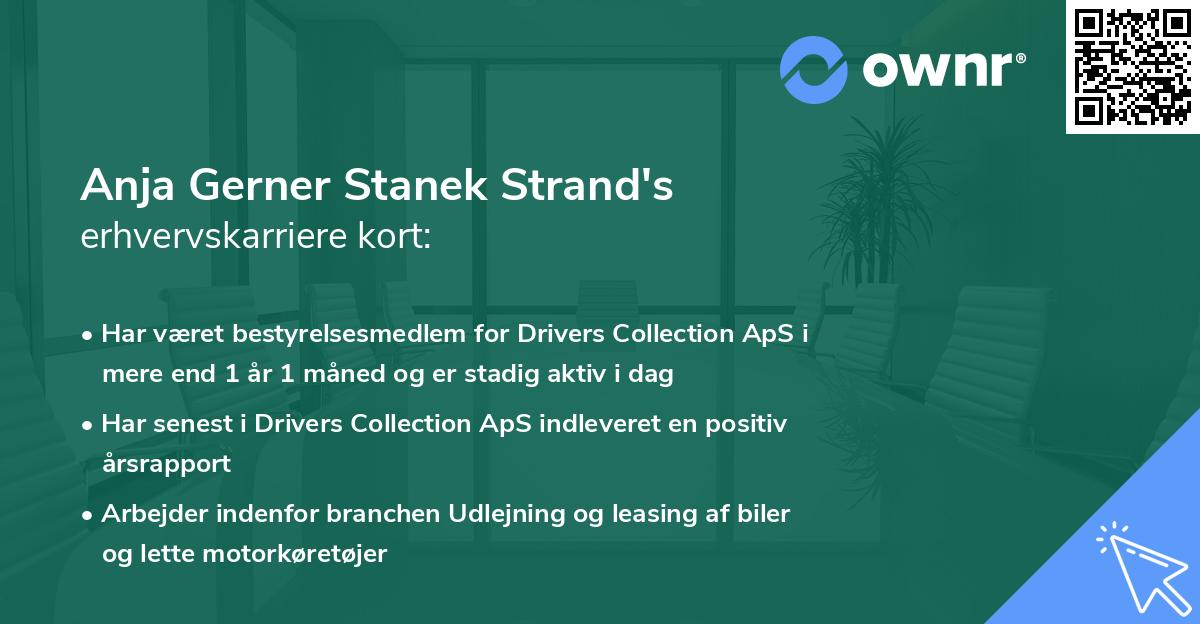 Anja Gerner Stanek Strand's erhvervskarriere kort