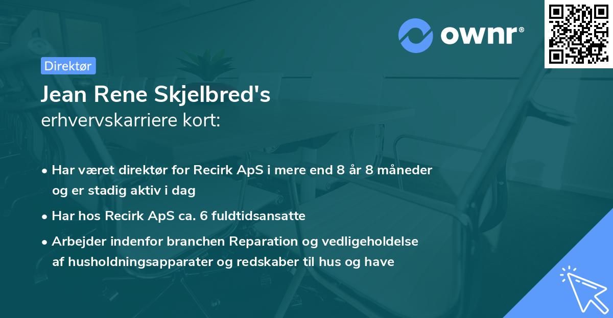 Jean Rene Skjelbred's erhvervskarriere kort
