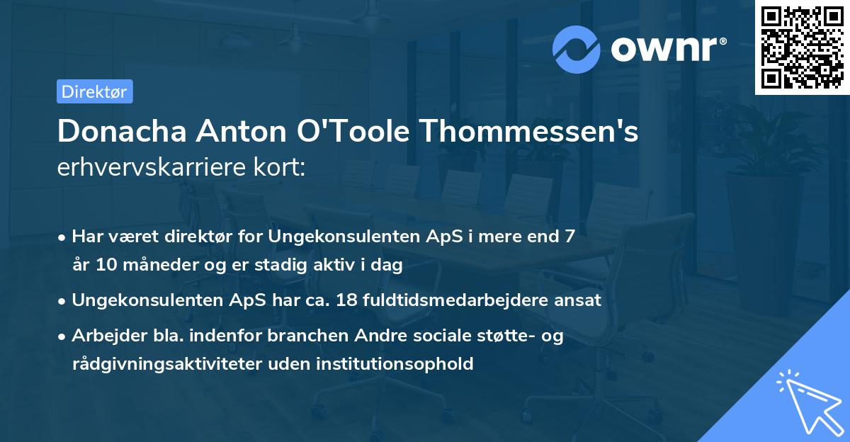Donacha Anton O'Toole Thommessen's erhvervskarriere kort