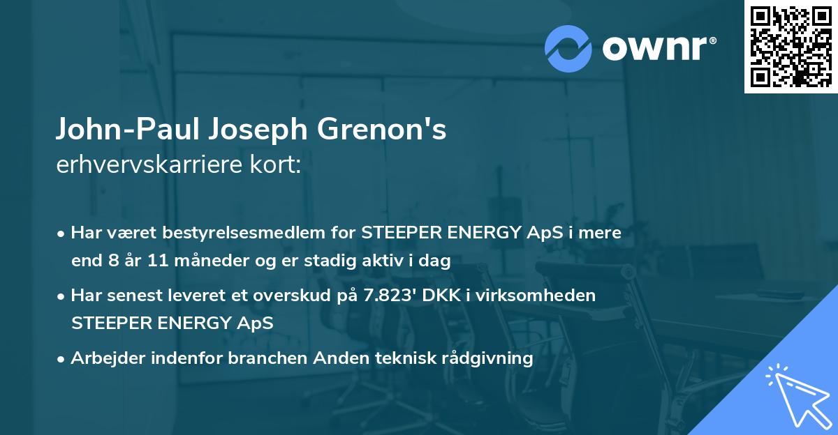 John-Paul Joseph Grenon's erhvervskarriere kort