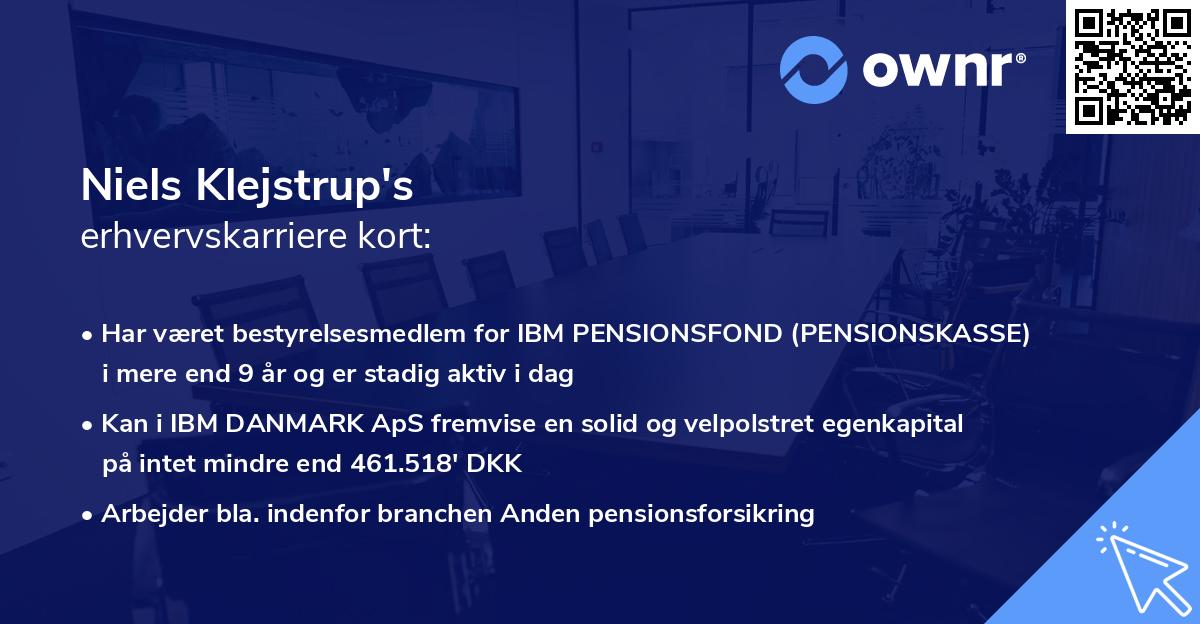 Niels Klejstrup's erhvervskarriere kort