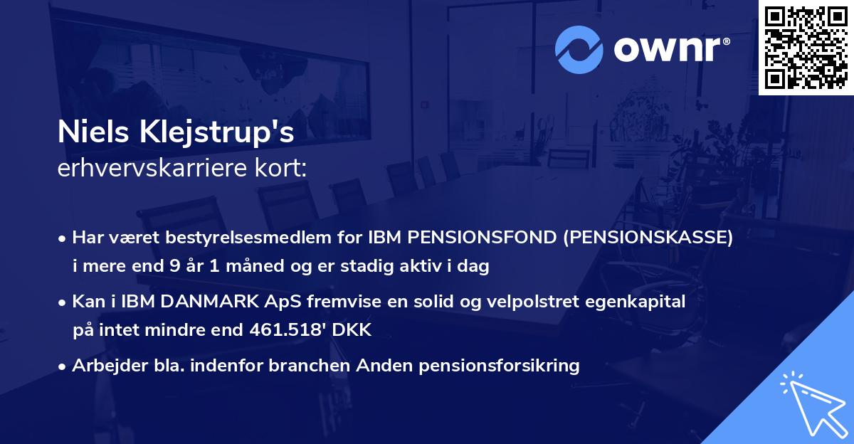 Niels Klejstrup's erhvervskarriere kort