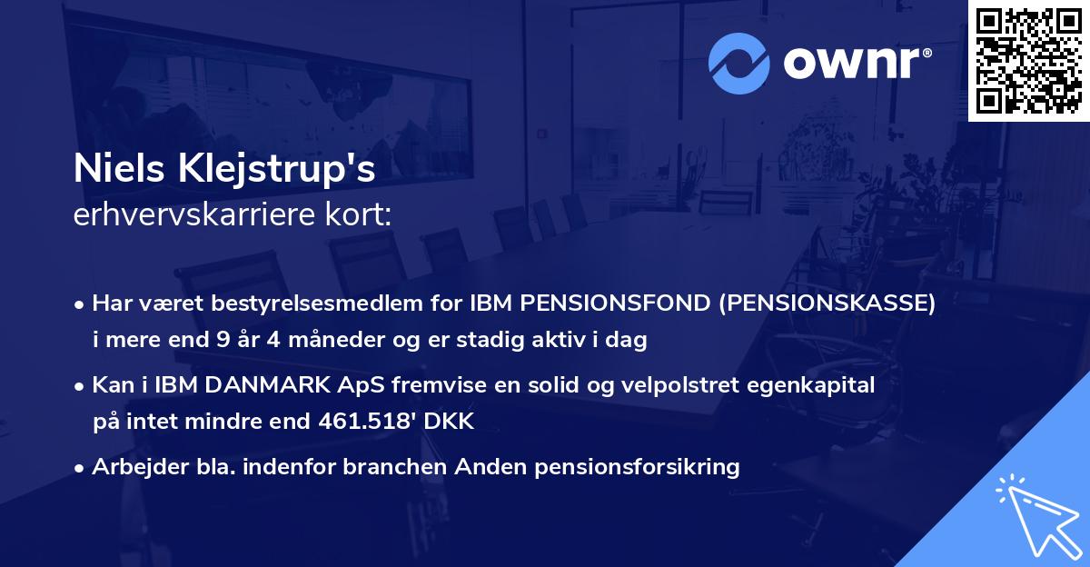 Niels Klejstrup's erhvervskarriere kort