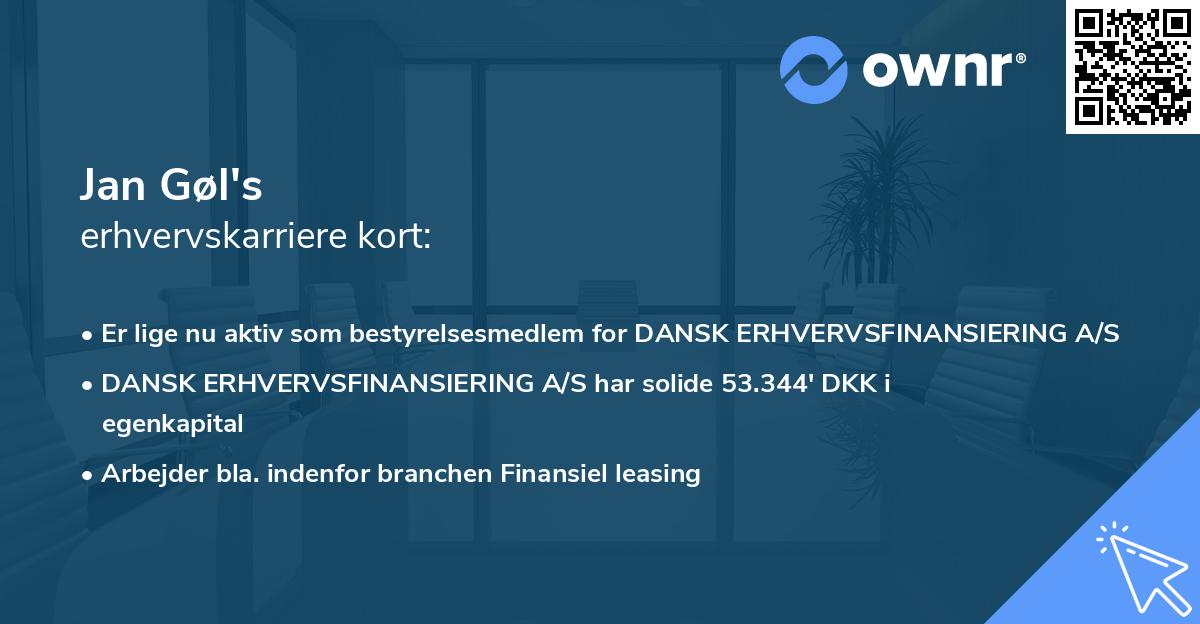 Jan Gøl's erhvervskarriere kort