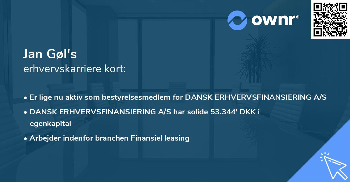 Jan Gøl's erhvervskarriere kort