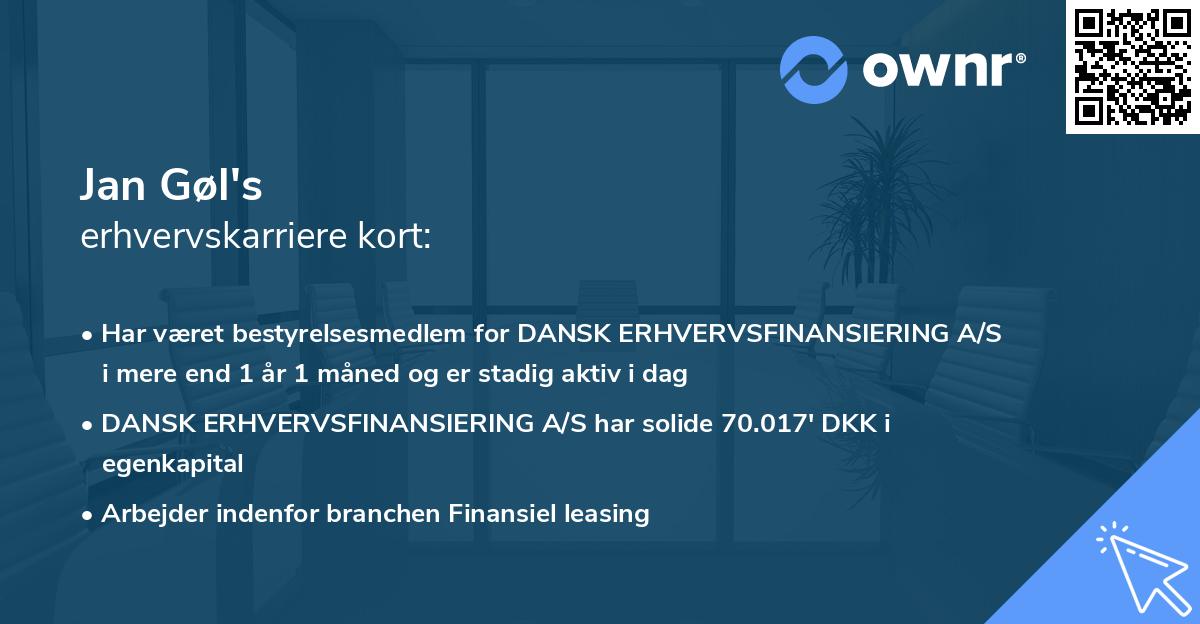 Jan Gøl's erhvervskarriere kort